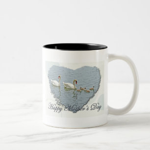 Mutter Day Mute Swan Familie Zweifarbige Tasse