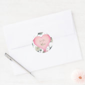 Mütter Day Simple Floral Pink Heart Personal Runder Aufkleber (Umschlag)