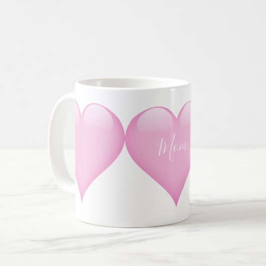 Mütter Day Simple Pink Heart Personal Kaffeetasse (Vorderseite Links)