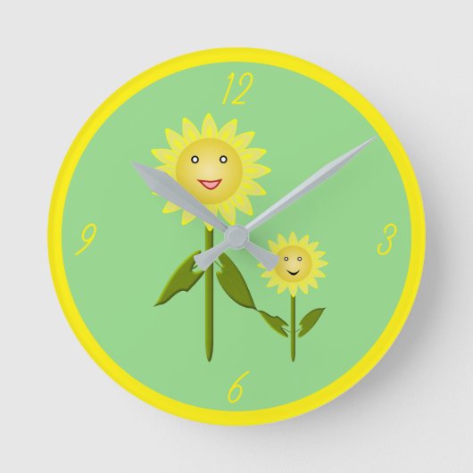 Mütter Day Sunblumen Runde Wanduhr (Vorderseite)