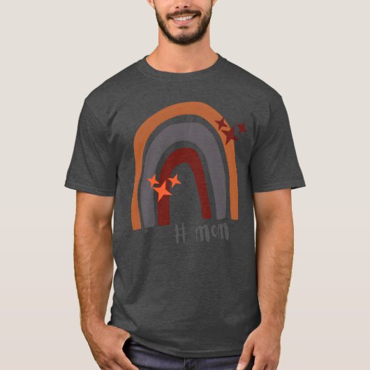 Mütter Dayerracotta Grau Bohemischer Regenbogenfre T-Shirt (Vorderseite)