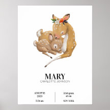Mutter Deer umarmt ihr Baby Poster