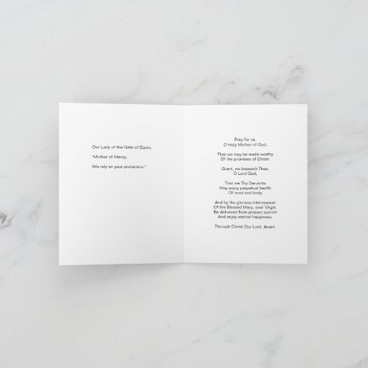 Mutter der Barmherzigkeit Madonna im Gebet ... Karte (Innenseite)