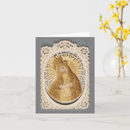 Mutter der Barmherzigkeit Madonna im Gebet ... Karte (Gelbe Blume)