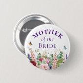 Mutter der Braut - Blumenschmetterling Button (Vorne & Hinten)