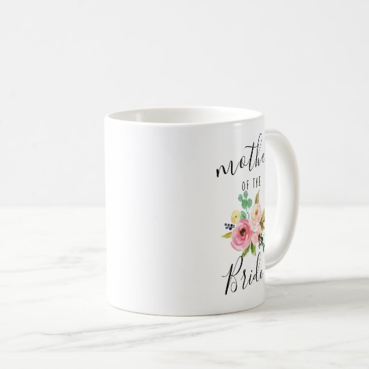 Mutter der Braut Blush Florals Hochzeitsgeschenk Kaffeetasse (VorderseiteRechts)