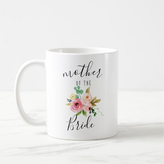 Mutter der Braut Blush Florals Hochzeitsgeschenk Kaffeetasse (Links)