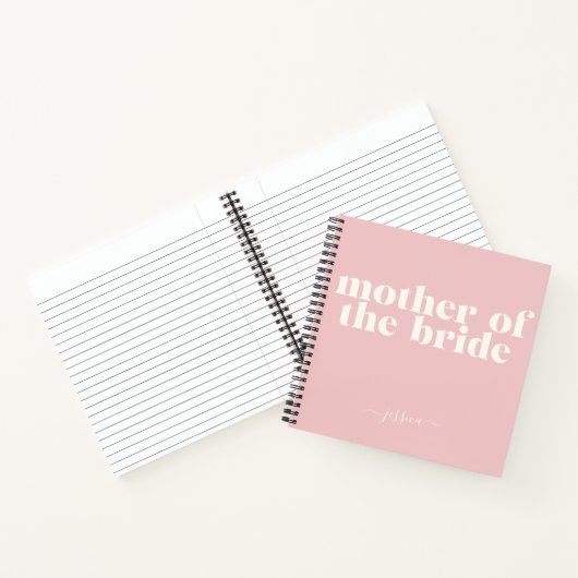 Mutter der Braut Einfache Moderne Name Blush Pink Notizblock (Innenseite)