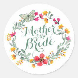 Mutter der Braut Elegant Blumensticker Runder Aufkleber