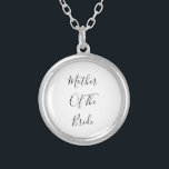 Mutter der Braut Elegant klassisches Geschenk 2023 Versilberte Kette<br><div class="desc">"Mutter der Braut" in einem schönen und eleganten Text gedruckt,  ist dies ein perfektes Geschenk oder Gastgeschenk für die Mutter der Braut. Sie können den Text nach Belieben anpassen.</div>