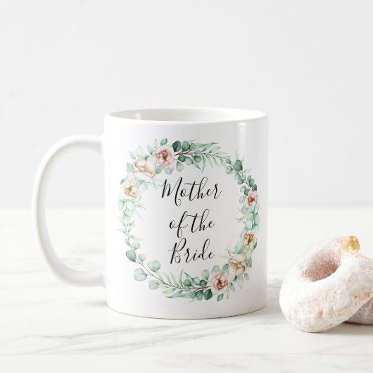 Mutter der Braut,Eukalyptuskranke in Aquarellfarbe Kaffeetasse (Mit Donut)