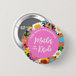 MUTTER DER BRAUT Frühlingsblumen-Hochzeit Namenssc Button