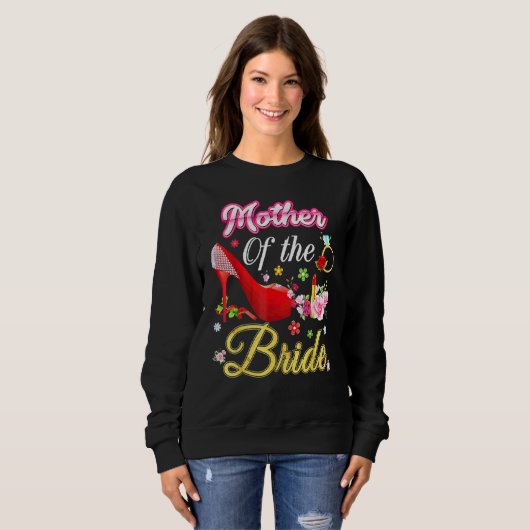 Mutter der Braut glücklich Hochzeit Blume rosa Sch Sweatshirt (Vorne ganz)