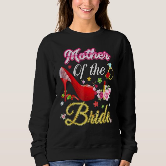 Mutter der Braut glücklich Hochzeit Blume rosa Sch Sweatshirt (Vorderseite)