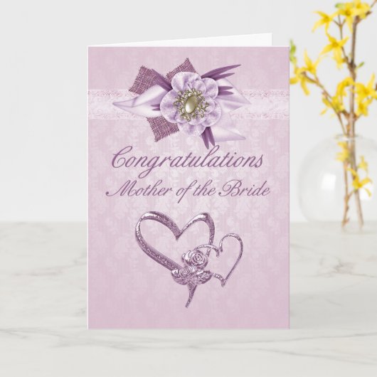 Mutter der Braut Glückwunschkarte in Rosa Karte (Gelbe Blume)