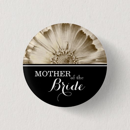 Mutter der Braut Hochzeit Gold Daisy Button (Vorderseite)
