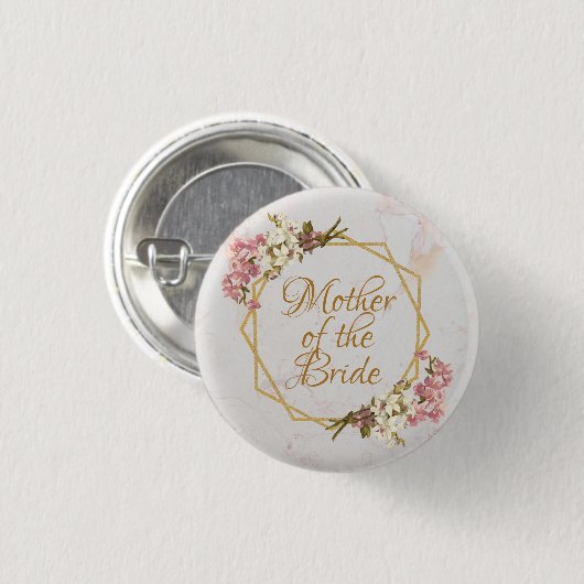 Mutter der Braut Hochzeit Gold Marmor Orchideen Button (Vorne & Hinten)