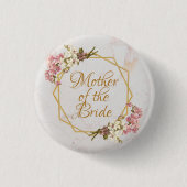Mutter der Braut Hochzeit Gold Marmor Orchideen Button (Vorderseite)