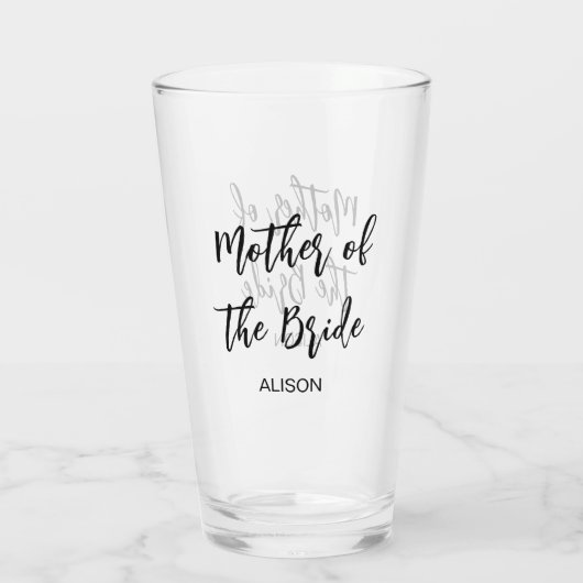 Mutter der Braut Hochzeit Schwarz-weißen Glass Cup Glas (Rückseite)