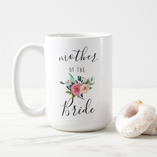 Mutter der Braut Hochzeitsgeschenk Blumenchic 15oz Kaffeetasse (Mit Donut)