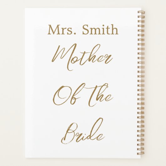 Mutter der Braut Hochzeitsgeschenk Gefallen Gold W Planer (Rückseite)