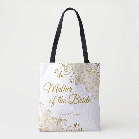 Mutter der Braut Hochzeitstorte Gold White Tasche (Vorderseite)