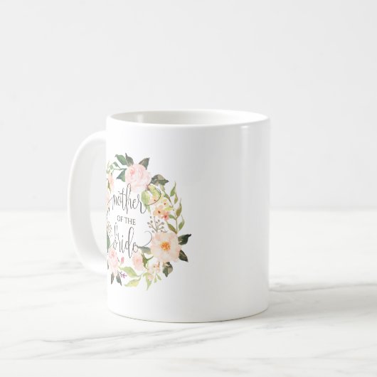 Mutter der Braut, Kalligrafie, Blumenreath-2 Kaffeetasse (Vorderseite Links)