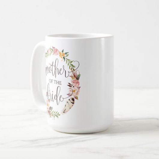 Mutter der Braut, Kalligrafie, Blumenreath-7 Kaffeetasse (Vorderseite Links)