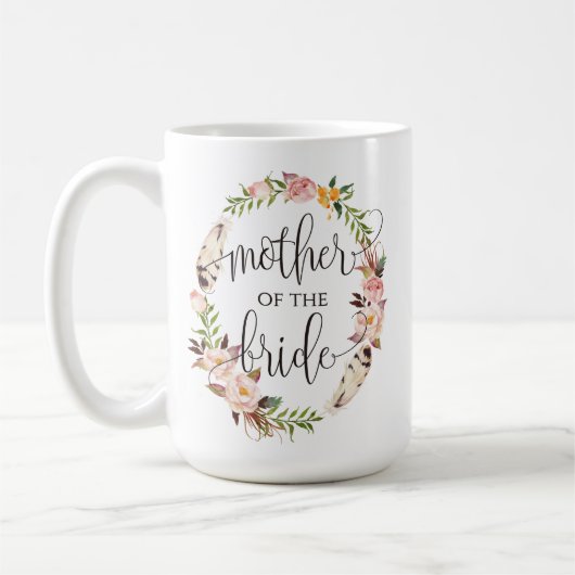 Mutter der Braut, Kalligrafie, Blumenreath-7 Kaffeetasse (Links)