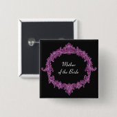 MUTTER der BRAUT lila schwarzes Vintages V08 Button (Vorne & Hinten)