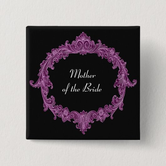 MUTTER der BRAUT lila schwarzes Vintages V08 Button (Vorderseite)