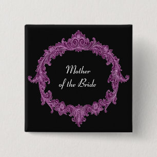 MUTTER der BRAUT lila schwarzes Vintages V08 Button