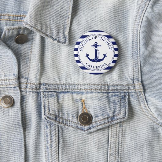 Mutter der Braut Nautical Anchor Navy Hochzeit Button (Beispiel)