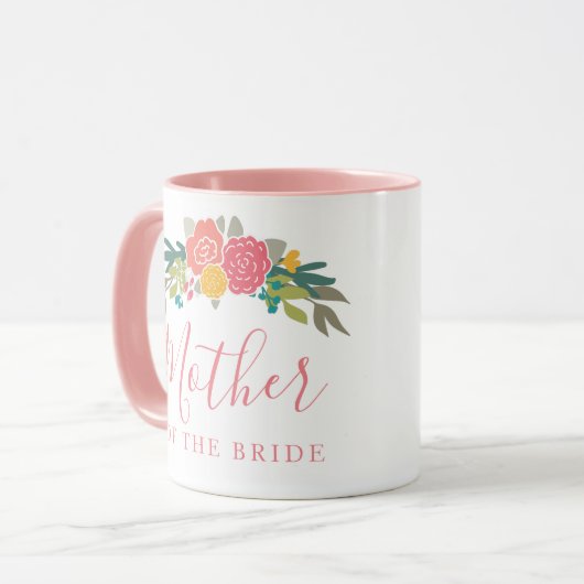 Mutter der Braut oder Groom Pink Rose Bouquet Tasse (Vorderseite Links)