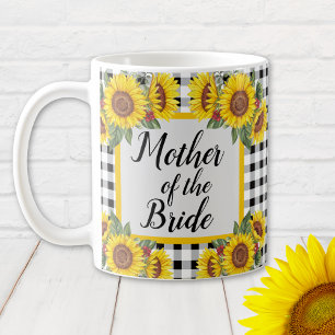 Mutter der Braut personalisiert Gingham Sonnenblum Kaffeetasse