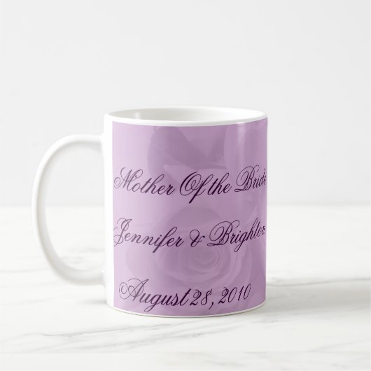 Mutter der Braut - "reizende Lavendel-Rosen " Kaffeetasse (Links)