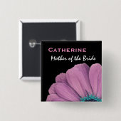 Mutter der Braut-Rosa-Gänseblümchen-Hochzeit Button (Vorne & Hinten)