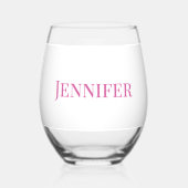 Mutter der Braut rosa Moderne Elegant Custom Weinglas Ohne Stiel (Rückseite)