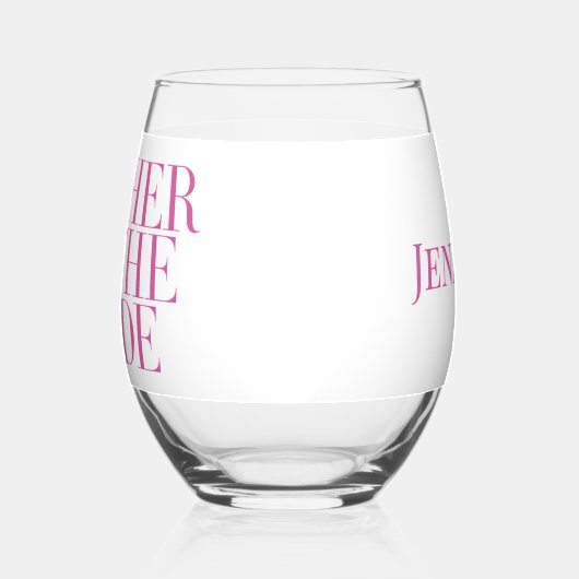 Mutter der Braut rosa Moderne Elegant Custom Weinglas Ohne Stiel (Links)
