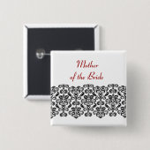 MUTTER der BRAUT Schwarz-Damast-Spitzes V03 Button (Vorne & Hinten)