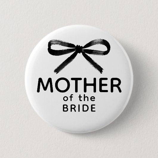 Mutter der Braut - Schwarze Schleife Whimsical Button (Vorderseite)