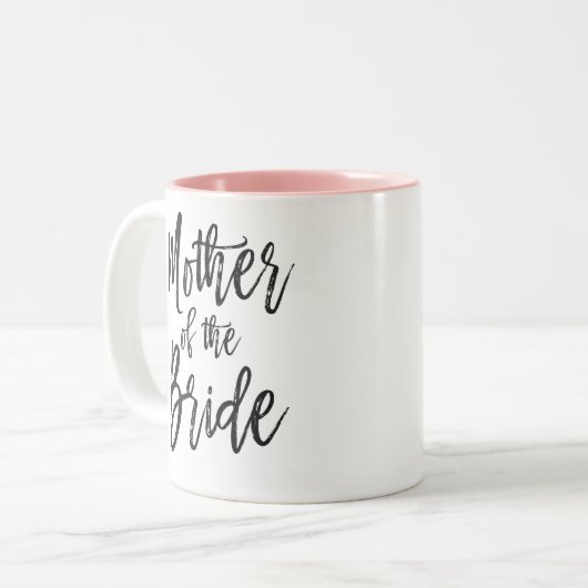 Mutter der Braut | Skriptstil Custom Wedding Zweifarbige Tasse (Vorderseite Links)