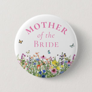Mutter der Braut - Sommer Flora und Schmetterlinge Button