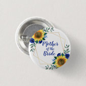 Mutter der Braut Sonnenblume Geometric Blue Button (Vorne & Hinten)