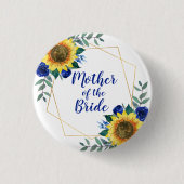 Mutter der Braut Sonnenblume Geometric Blue Button (Vorderseite)