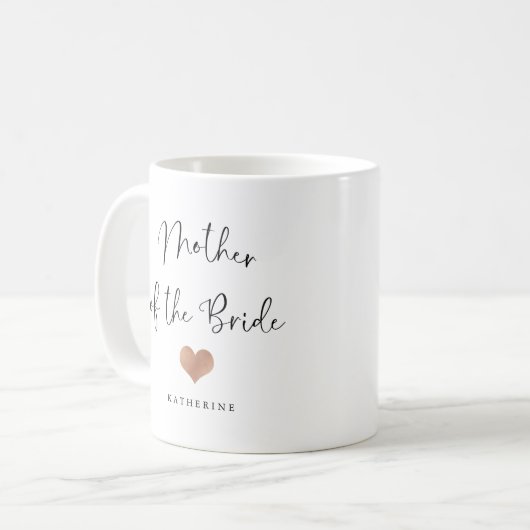 Mutter der Braut | Trendy Script und Herz Kaffeetasse (Vorderseite Links)