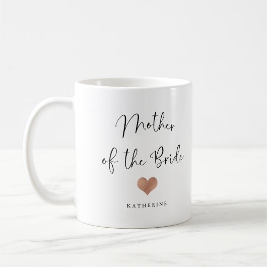 Mutter der Braut | Trendy Script und Herz Kaffeetasse (Links)