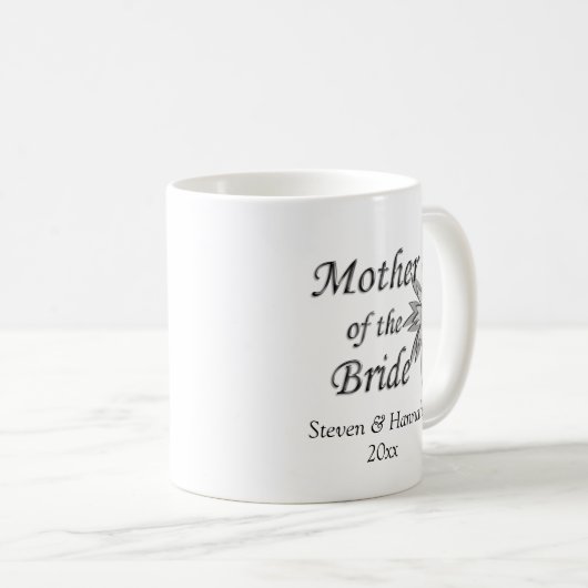 Mutter der Braut und der Gebräuche Name und Datum Kaffeetasse (VorderseiteRechts)