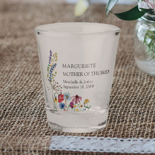 Mutter der Braut Wildblumen Land Blumen Hochzeit Schnapsglas