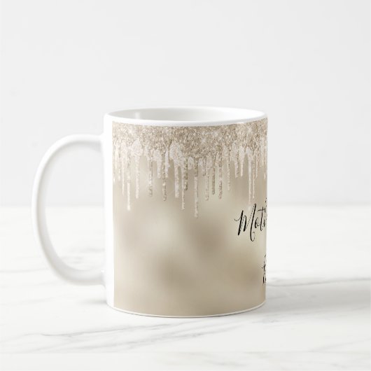 Mutter der Brautgoldtropfenden Glitzer Hochzeit Kaffeetasse (Links)